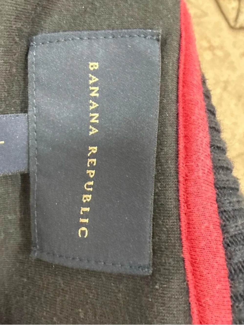 Banana Republic Men's Black Half-Zip Sweater with Red Trim